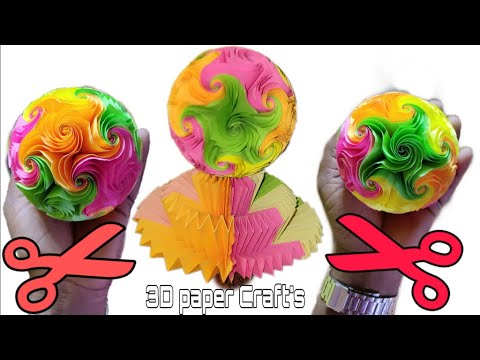 Origami star ball instructions step by step - colour paper ball craft - twirl star ball step by step