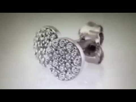 14k White Gold Diamond Cluster Stud Earrings