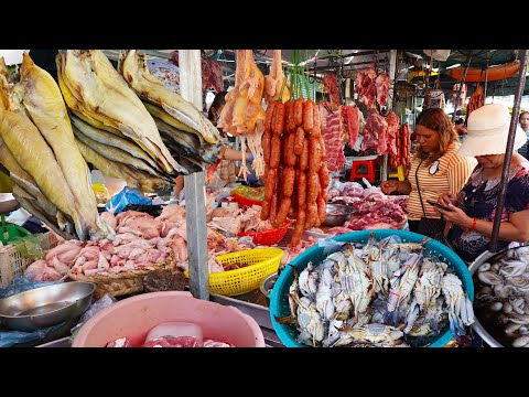 Chhbar Ampov Market In The Morning After Rain, Phnom Penh Popular Market, Amazing Cambodia 4K