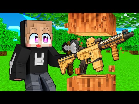 MINECRAFT BUT EVERY TIME I DESTROY A BLOCK I GET AN OP WEAPON!!