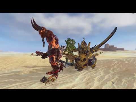 Necrosphinx and Treeman VS Dragon Ogre Shaggoth and Beastmen Giant - TW: Warhammer 2