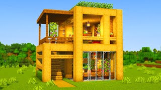 How to Build a SIMPLE Modern Oak Starter Base in Minecraft