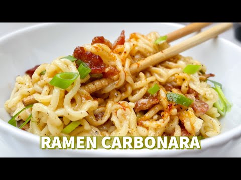 Creamy 𝐑𝐚𝐦𝐞𝐧 𝐂𝐚𝐫𝐛𝐨𝐧𝐚𝐫𝐚 🍜 培根拉面Fusion Noodles Recipe | Korean Ramen | Italian Carbonara