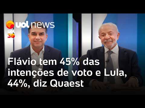 Flávio Bolsonaro tem 45% das intenções de voto para o 2º turno, e Lula, 44%, aponta Quaest