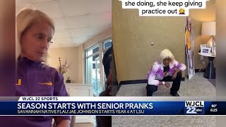 Flau’jae Johnson gets fashionably fined by Coach Kim Mulkey to start LSU WBB practice