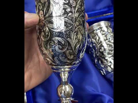 Набор авторских больших серебряных фужеров, ф117-2