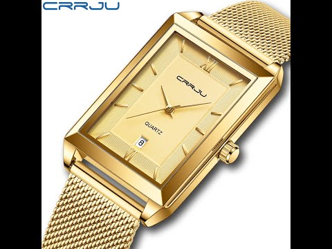 CRRJU 2197 Luxury Square Japan Quartz movement mesh band man watch erkek kol saati
