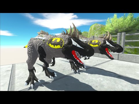 2x CARTOON BATMAN T-REX vs SUPERMAN BRACHIO vs THANOS SPINOSAURUS - Animal Revolt Battle Simulator