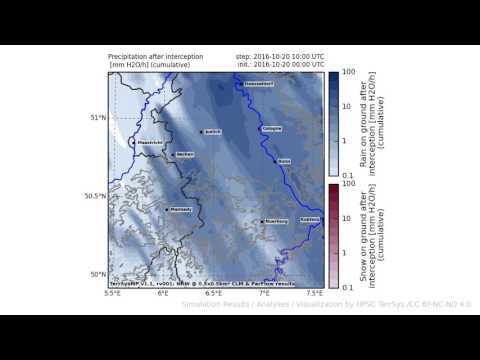 TerrSysMP monitoring run 2016-10-20 - precipitation after interception - NRW (24h)