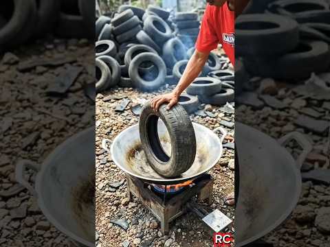 Paving blocks from used tires, the results are#plasticrecyclingmachine#foryou #trashion