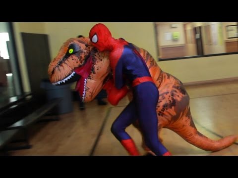 T-Rex vs Spider-Man and Cookie Monster | Epic Fight Prank !!