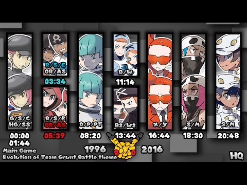 Evolution of Pokémon Team Grunt Battle Themes 1996-2016 (HQ)