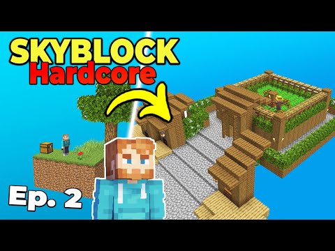 Building a VILLAGE in Skyblock, But it's Hardcore Survival (#2)