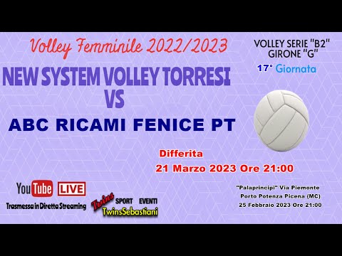 🏐 NEW SYSTEM VOLLEY TORRESI vs ABC RICAMI FENICE PT ➡ Differita 21/03/2023 Ore 21:00