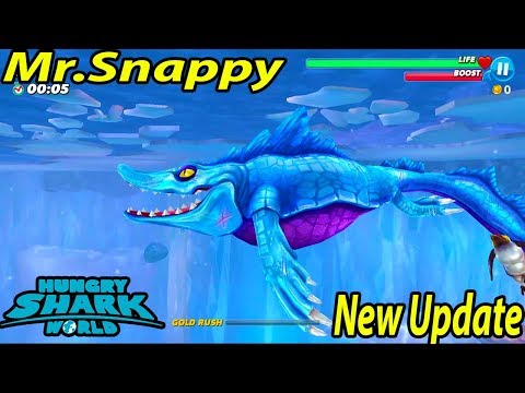 Hungry Shark World  - New! Mr.Snappy Mosasaurus Unlocked and Fully Upgraded Update