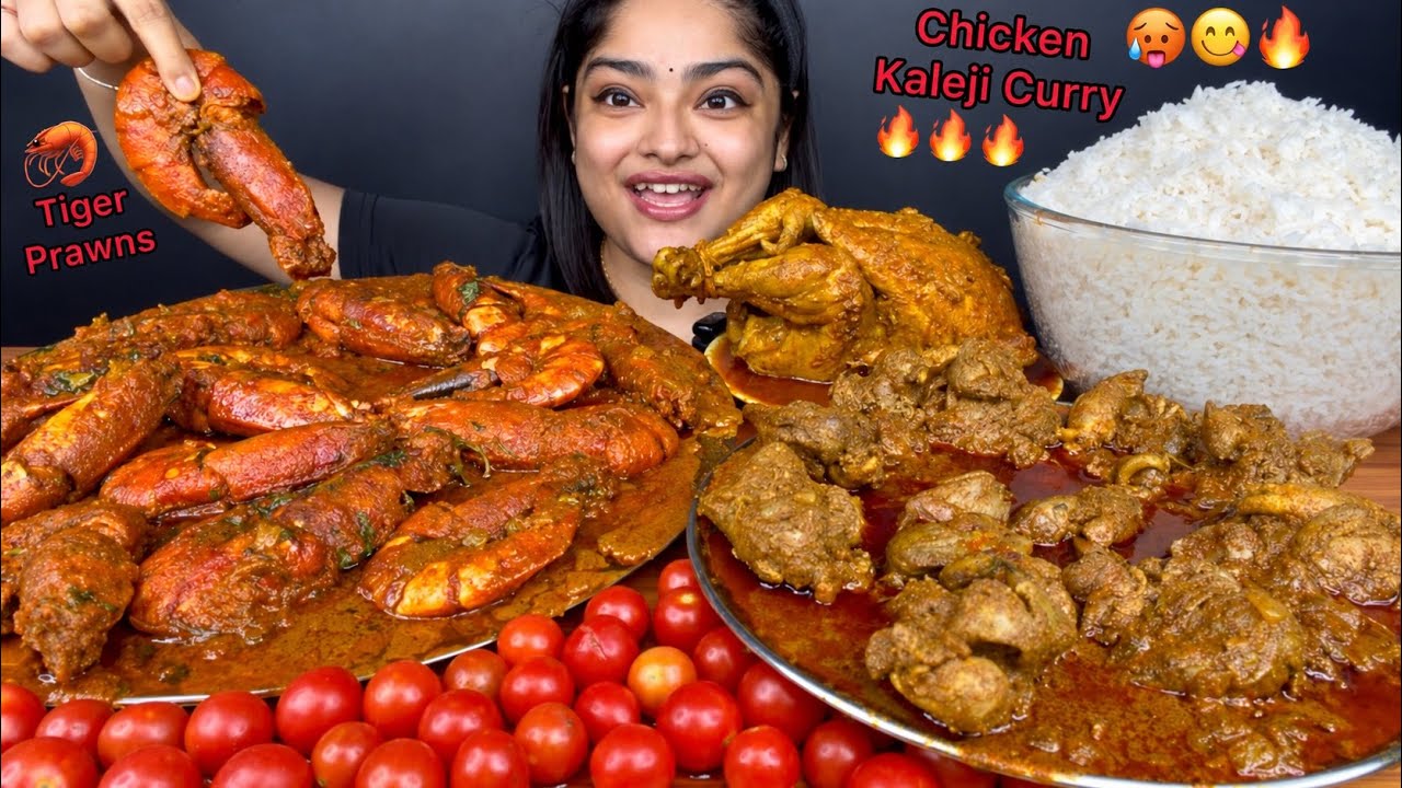SPICY CHICKEN KAJELI CURRY, SPICY TIGER PRAWNS CURRY AND SPICY WHOLE CHICKEN CURRY WITH BASMATI RICE