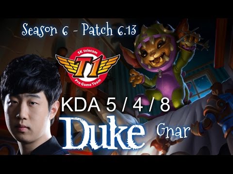 SKT T1 Duke GNAR vs GANGPLANK Top - Patch 6.13 KR Ranked | League of Legends