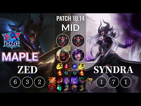LNG Maple Zed vs Syndra Mid - KR Patch 10.14