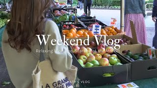 [ Weekend Vlog ] 週末マーケットから始まる1日 | 抹茶のパウンドケーキ | 野菜のオーブン焼き | 1日の食事記録
