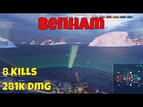 Benham US Destroyer | 8 Kills, 281k Dmg, HC, Conf | World of Warships Replay