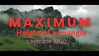 YouTube video 'Leetcode contest 404 | Maximum Height of a Triangle |Leetcode 3200 IN JAVA | MAANG Interview | DSA'