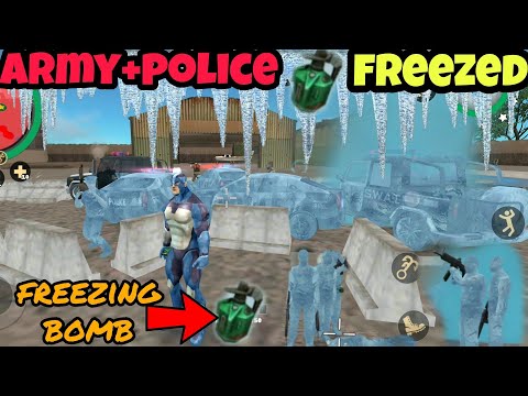 Rope hero vice town game | army police all freezed | rope hero game | rope hero vice | freezing bomb