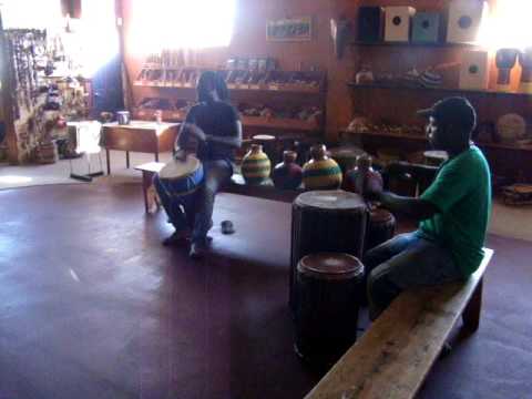 African drum demonstration at Motherland Music in Inglewood CA USA