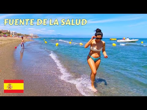 ☀️ Spain Beach Walk Playa de Fuente de la Salud [4K] Malaga, Costa Del Sol Benalmadena