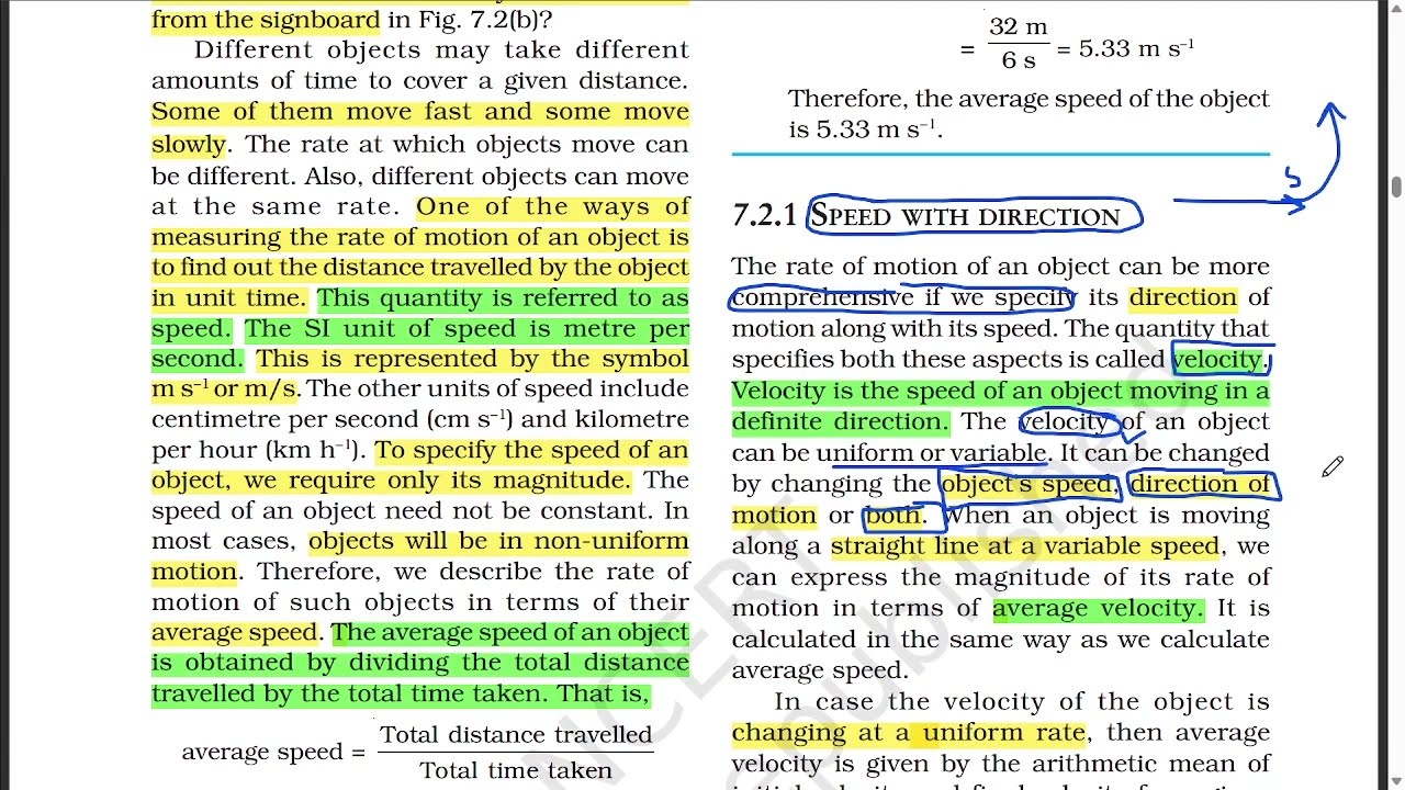 7.2.1 SPEED WITH DIRECTION | What average velocity? | What velocity?|Class 9 Chapter 7 motion |