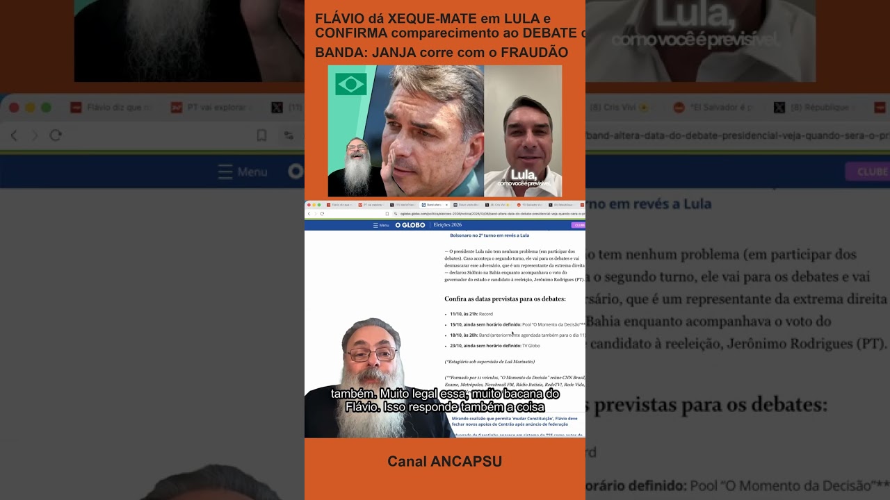 FLÁVIO dá XEQUE-MATE em LULA e CONFIRMA comparecimento ao DEBATE da BANDA: JANJA