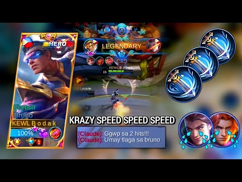 KRAZY ML SPEED SPEED SPEED | TOP GLOBAL BRUNO BEST BUILD AND EMBLEM MLBB - Master Bodak