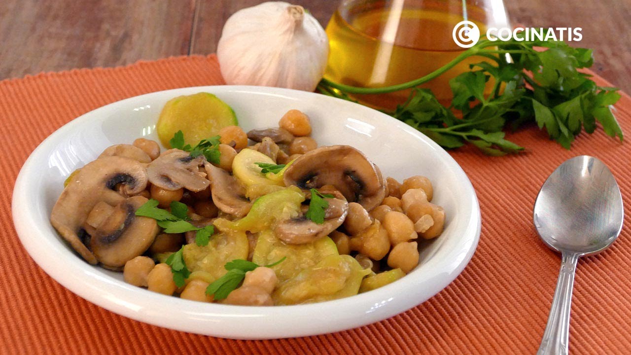GARBANZOS con CALABACÍN y CHAMPIÑONES Una idea original y saludable con garbanzos de bote- Cocinatis