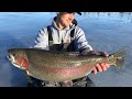 Video Thumbnail for Ice fishing for “GIANT” Trout