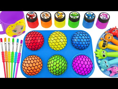 Oddly Satisfying Video l Making 6 GIANT Skine Balls in Magic Blue Form Round SPRUNKI Candy Mix ASMR