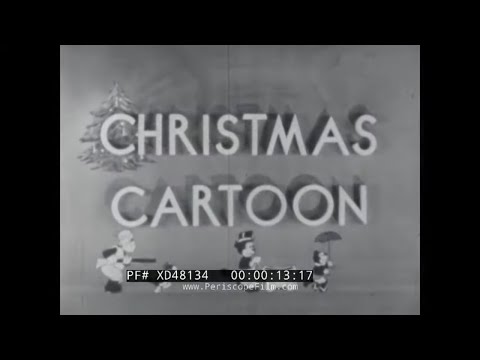 1942 CASTLE FILMS " CHRISTMAS CARTOON "  CHRISTMAS MORNING W/ PRESENTS & CAROLERS  XD48134