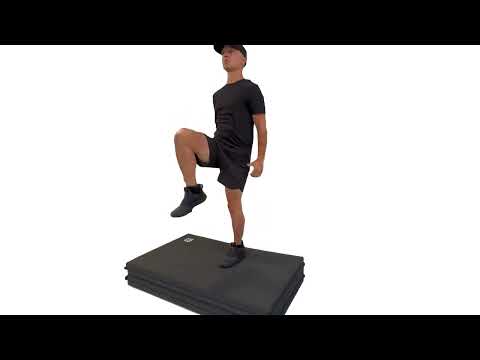 step up with knee up right leg