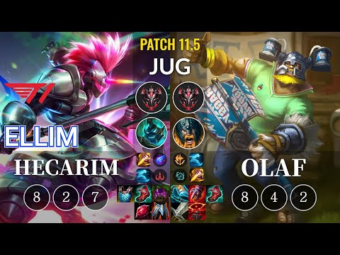 T1 Ellim Hecarim vs Olaf Jungle - KR Patch 11.5