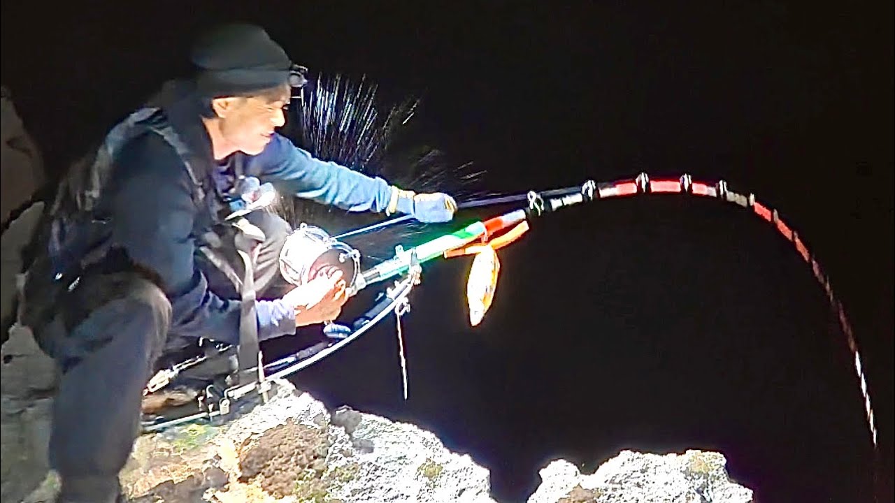 40cmの魚を投げると大物竿がぶち曲がった