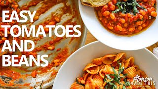 Easy Vegan Pantry Staple Meal | Jammy Italian Tomatoes and White beans: Two Ways