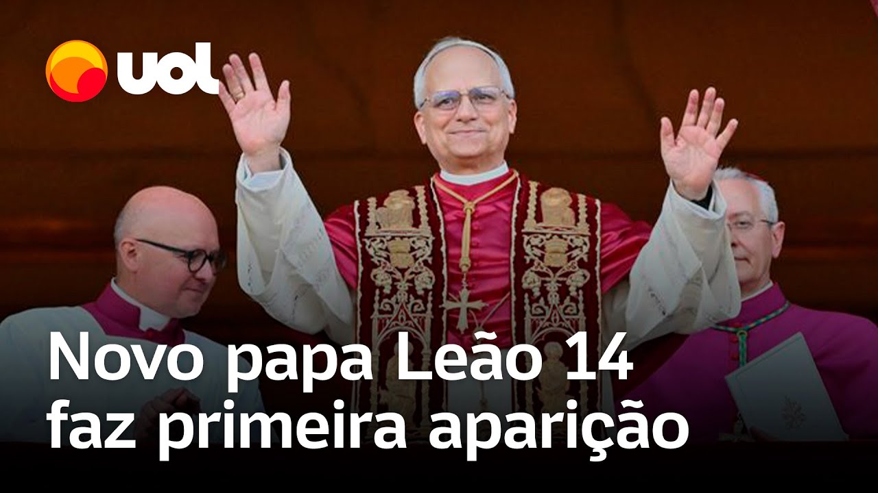 Papa Leão 14 se emociona em primeira aparição na sacada da Basílica de São Pedro, no Vaticano