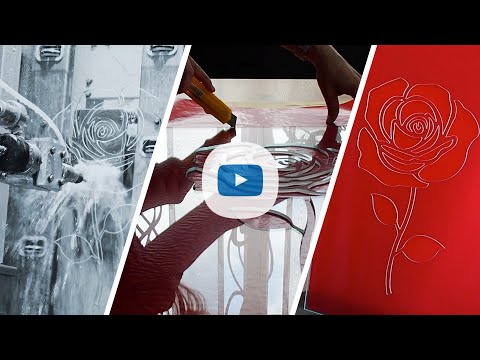 Waterjet Cutting Glass Rose Image | systron proHD glassprocessing centre | HD cutting machine