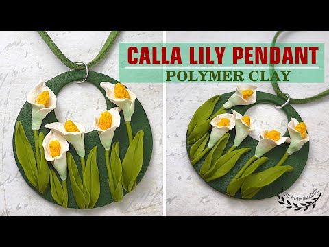 ~JustHandmade~ Polymer clay (Fimo) calla lily pendant - tutorial / DIY