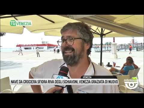 TG VENEZIA (08/07/2019) - NAVE DA CROCIERA SFIORA RIVA DEGLI SCHIAVONI, VENEZIA GRAZIATA DI NUOVO