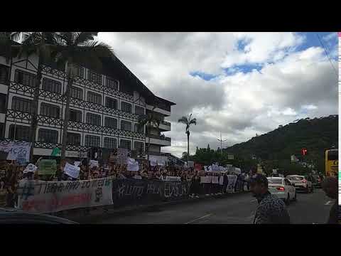 Estudantes de Blumenau protestam contra cortes na área da Educação