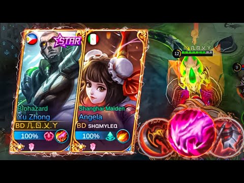 CORE YU ZHONG WITH ANGELA, BEST BUILD AND EMBLEM, TOP GLOBAL, NEW META | MLBB