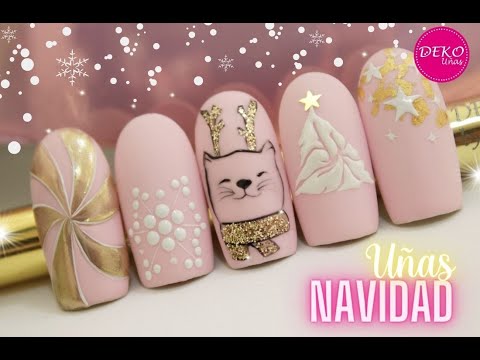 Diseño de uñas Navidad Gato ♥ Deko Uñas – Cat Christmas Nail art