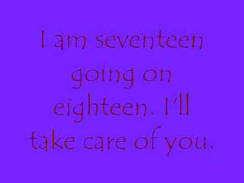 16 going on 17, Lyrics onscreen