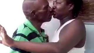Old Man gets his Lips hooked in another Woman&#39;s Teeth