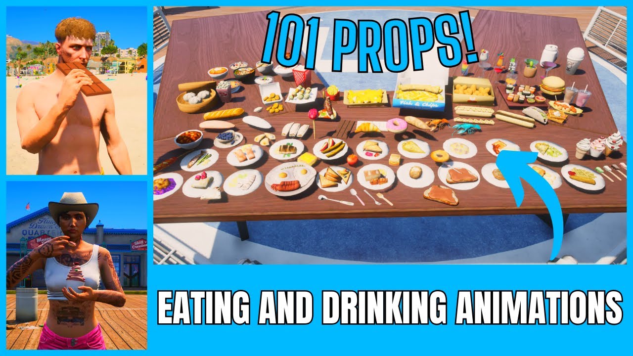 [PAID] Ultimate Eating & Drinking Pack (22 Animations + 101 Props) thumbnail 3