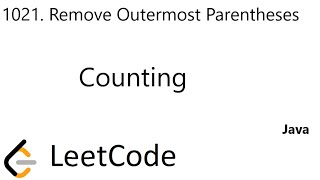 YouTube video 'LeetCode 1021 | Remove Outermost Parentheses | Counting | Java'